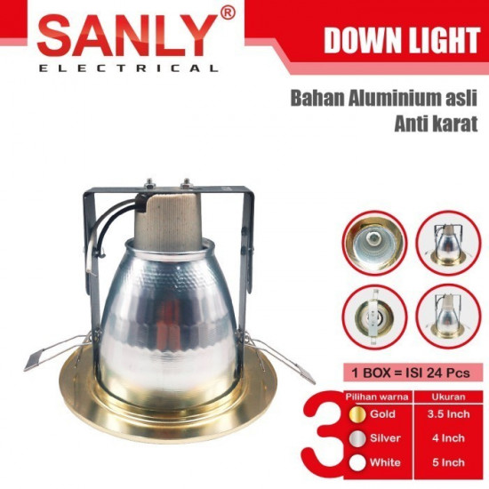 Kap Downlight Sanly 3.5 Inch  SNI Silver/ White /Gold