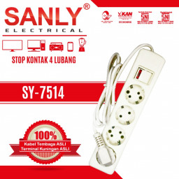 Stop kontak SANLY 4 Lubang + switch dan kabel 1.8 M