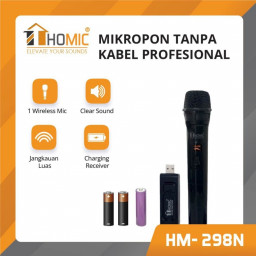 Homic Mic Professional Wireless Microphone Single HM-298N USB AUX