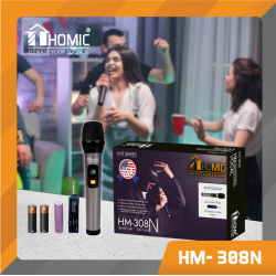 Homic HM-308N Microphone Profesional Mic Wireless Bisa di Charger