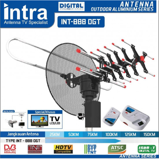 Intra Antena TV Digital Luar / Outdoor + Remote INT-888 DGT