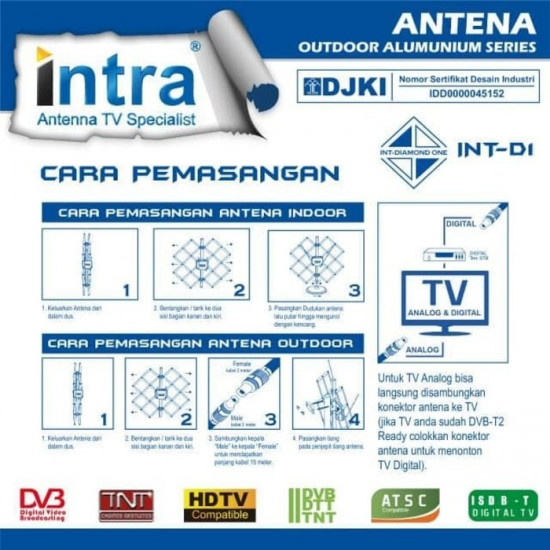 Antena Outdoor & Indoor INTRA INT-D1 Analaog &digital + 15m kabel