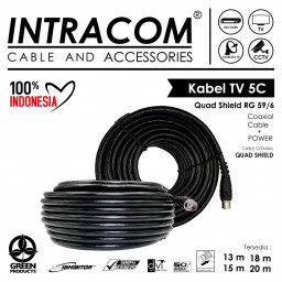 Kabel Antena TV Coaxial Cable + Plug 5C-2V-75 Ohm RG-6/U INTRACOM 13M