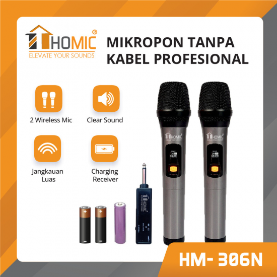 Dual Microphone Wireless Professsional Mic Karaoke HM-306N 